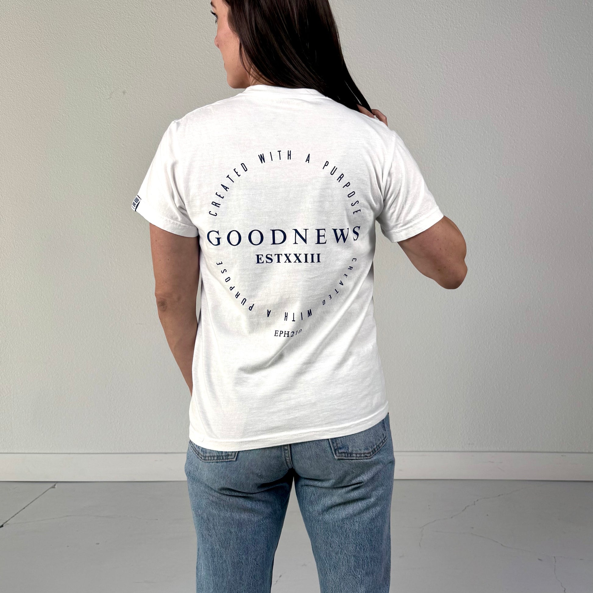 White tee shirt, faith based tee, good news tee, Christian tee shirt, white shirt